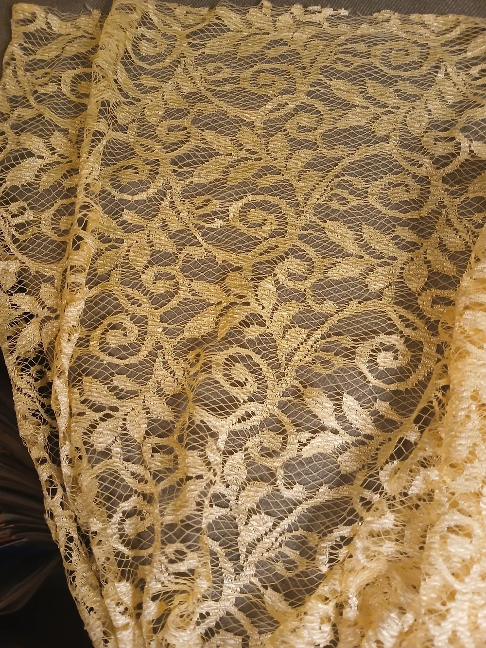 YELLOW LACE FABRIC HOME DECOR & CLOTHING, 3 YARDS